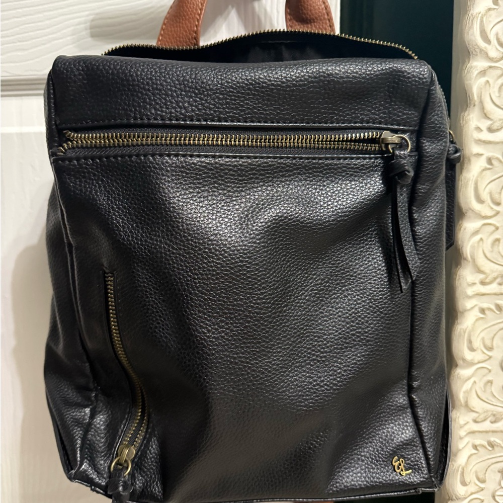 Elliott Lucca Black Leather Backpack